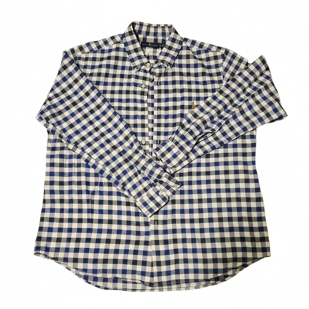 Polo Ralph Lauren Men's XL Gingham Oxford Shirt Blue/White Button Down Pony Logo